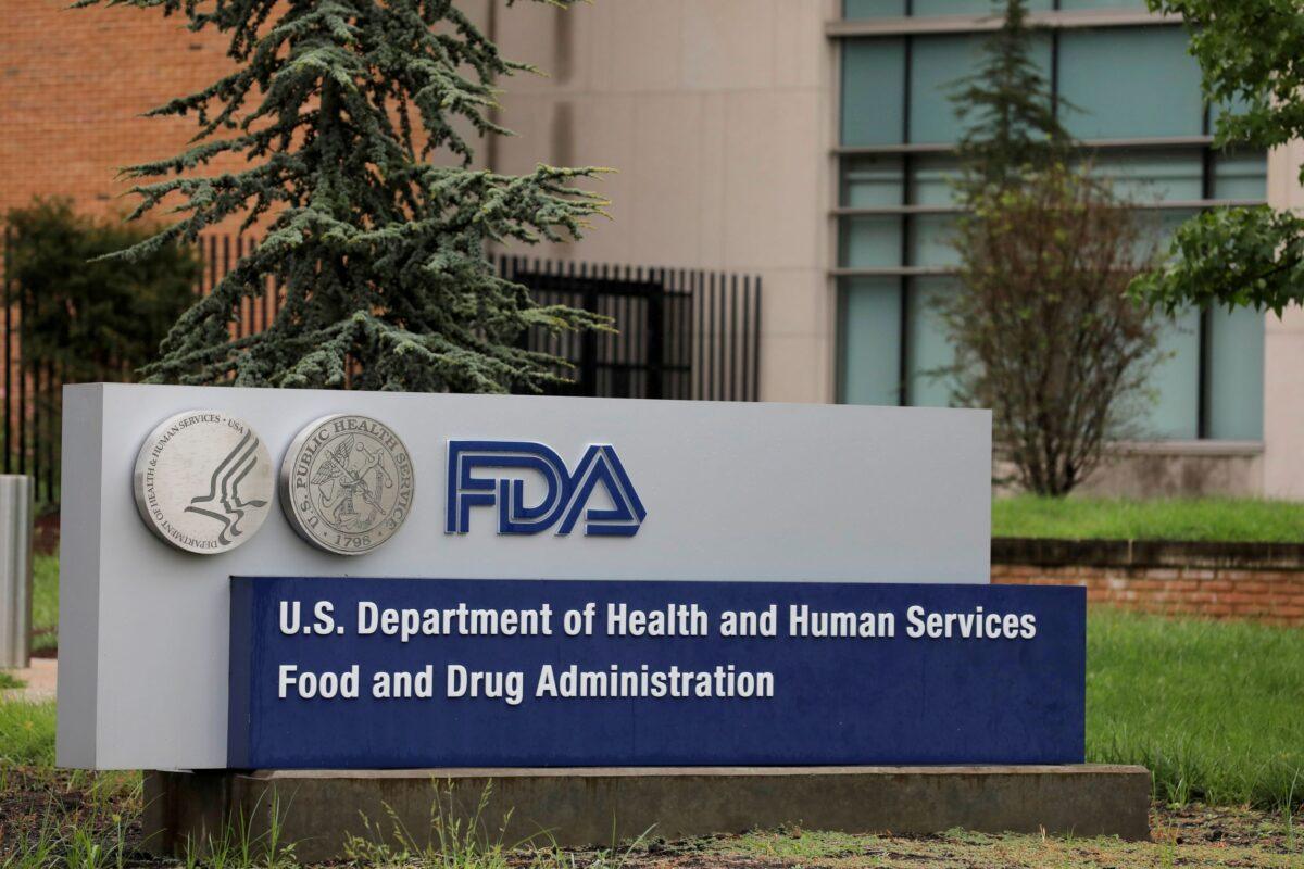Signage is seen outside of the Food and Drug Administration (FDA) headquarters in White Oak, Md., on Aug. 29, 2020. (Andrew Kelly/Reuters)