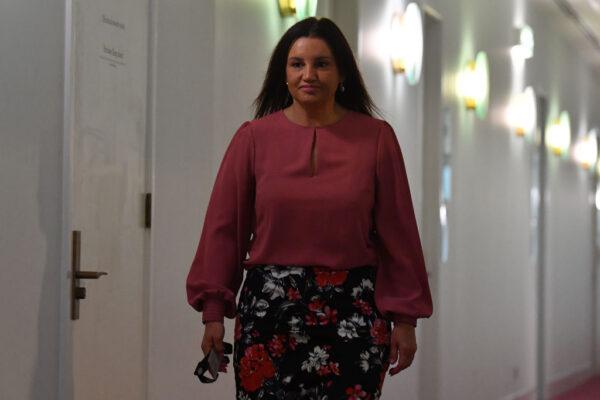 Senator Jacqui Lambie following a television appearance in the media gallery at Parliament House in Canberra, Australia, on Mar. 18, 2021. (Photo by Sam Mooy/Getty Images)