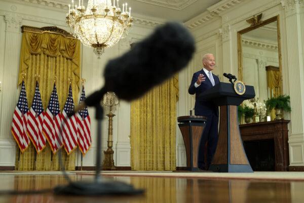 U.S. President Joe Biden delivers remarks during an East Room event at the White House Aug.12, 2021 in Washington, DC. He spoke on “how his Build Back Better agenda will lower prescription drug prices.” (Alex Wong/Getty Images)