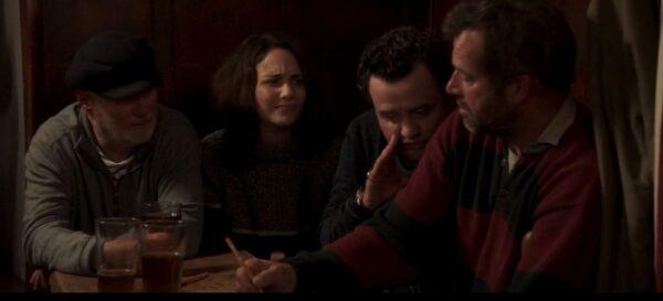 (L–R) Dave Johns, Tuppence Middleton, Daniel Mays, and James Purefoy in “Fisherman’s Friends.” (Entertainment Film Distributors)