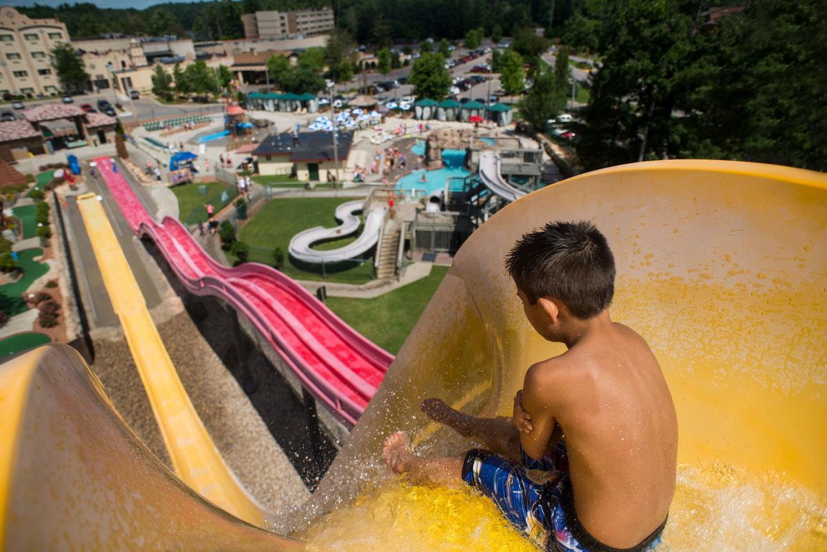 A boy prepares to go down a slide the Chula Vista waterpark. (Courtesy of Wisconsin Dells Visitor & Convention Bureau)