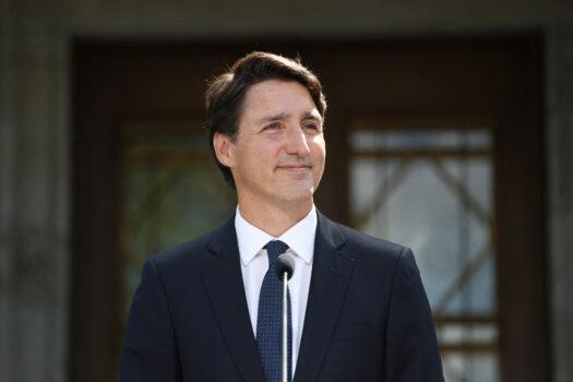 Liberal Leader Justin Trudeau smile during a news conference in Ottawa on Aug. 15, 2021. (AFP via Getty Images/Dave Chan)