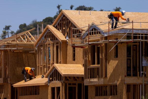 Residential homes under construction in Valley Center, Calif., on June 3, 2021. (Mike Blake/Reuters)