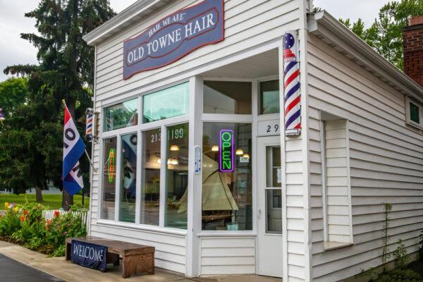 There are few old-fashioned barbershops left. This photo of Old Towne Hair Beauty Shop in Chisago City, Minn., was taken in August 2020. (Linda McKusick/Shutterstock)