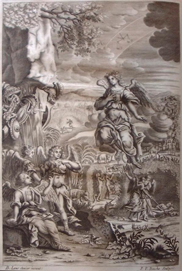 An engraving of Book 4 of “Paradise Lost” by Michael Burgesse after John Baptist Medina, who was the first illustrator of Milton’s work. (PD-US)