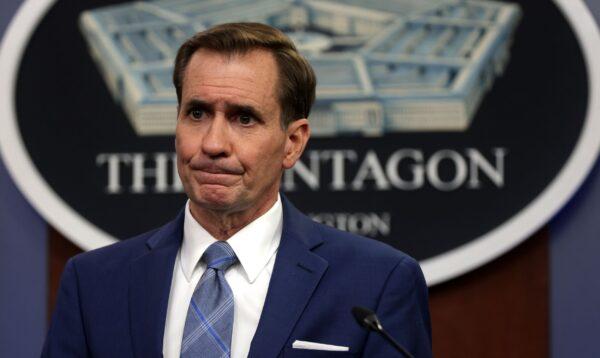 Department of Defense Press Secretary John Kirby speaks during a news briefing at the Pentagon in Arlington, Va., on Aug. 16, 2021. (Alex Wong/Getty Images)