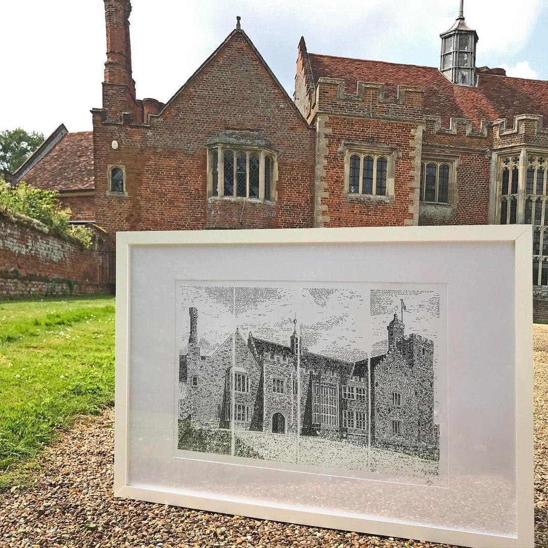The on-location drawing on the Horham Hall in Thaxted, England. (Courtesy of <a href="https://www.instagram.com/jamescookartwork/">James Cook Artwork</a>)