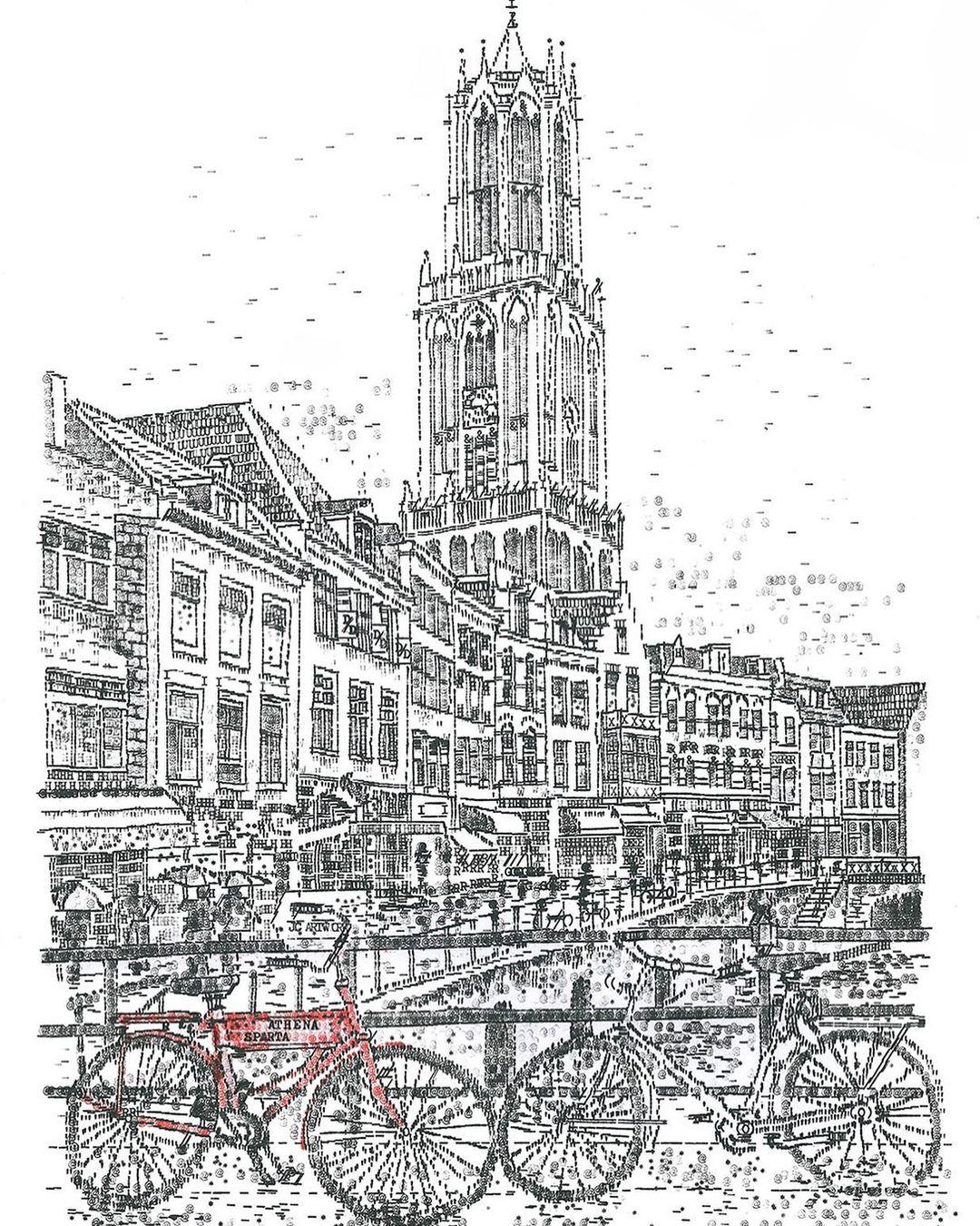 The drawing of the Dom Tower, Utrecht, Netherlands. It took under a week to complete on the 1973 Olympia SG3 A3 typewriter. (Courtesy of <a href="https://www.instagram.com/jamescookartwork/">James Cook Artwork</a>)