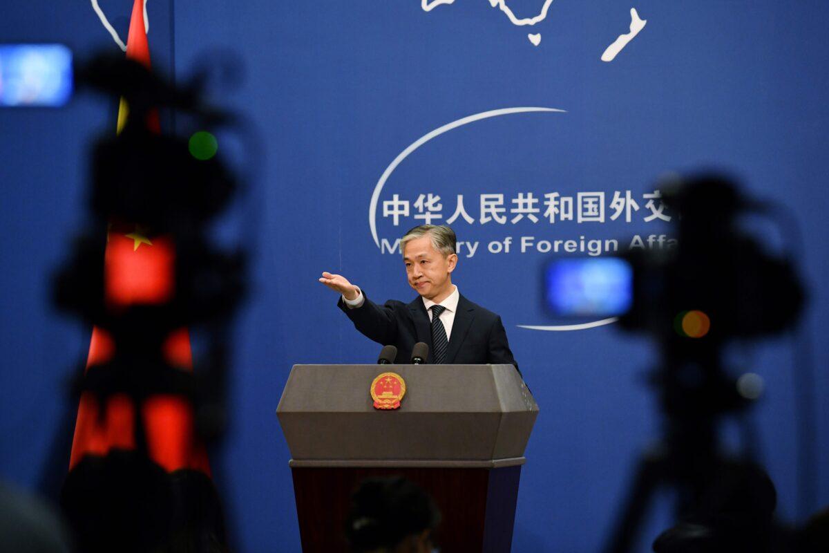 Chinese foreign ministry spokesman, Wang Wenbin, takes a question at a press briefing in Beijing on Nov. 9, 2020. (Greg Baker/AFP via Getty Images)
