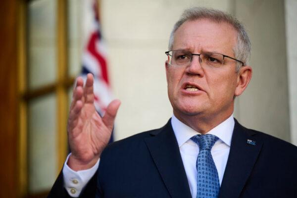 Australian Prime Minister Scott Morrison at Parliament House in Canberra, Australia on Aug. 20, 2021. (Rohan Thomson/Getty Images)