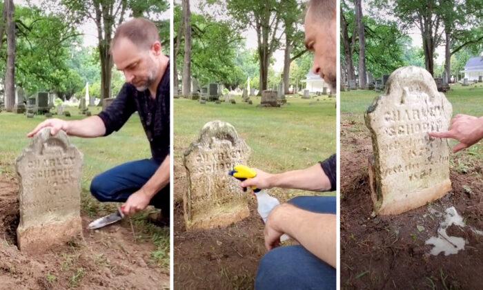 VIDEO: Man Spends Spare Time Restoring Grime-Covered Gravestones in Michigan Cemeteries
