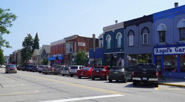 Downtown Lexington, Mich., a resort town that draws its drinking water from Lake Huron, on Aug. 23, 2021. (Steven Kovac/Epoch Times)