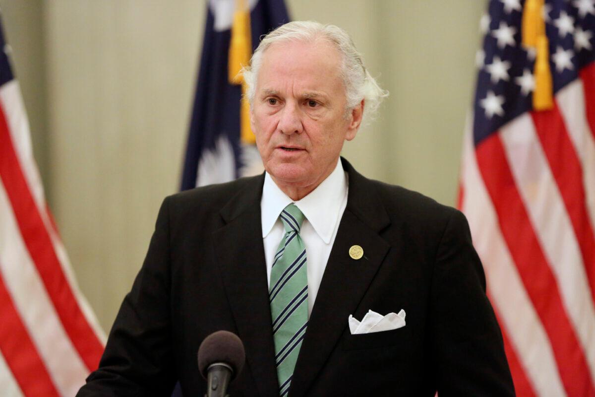South Carolina Gov. Henry McMaster talks at a press conference in Columbia, S.C., on Aug. 9, 2021. (Jeffrey Collins/AP Photo)