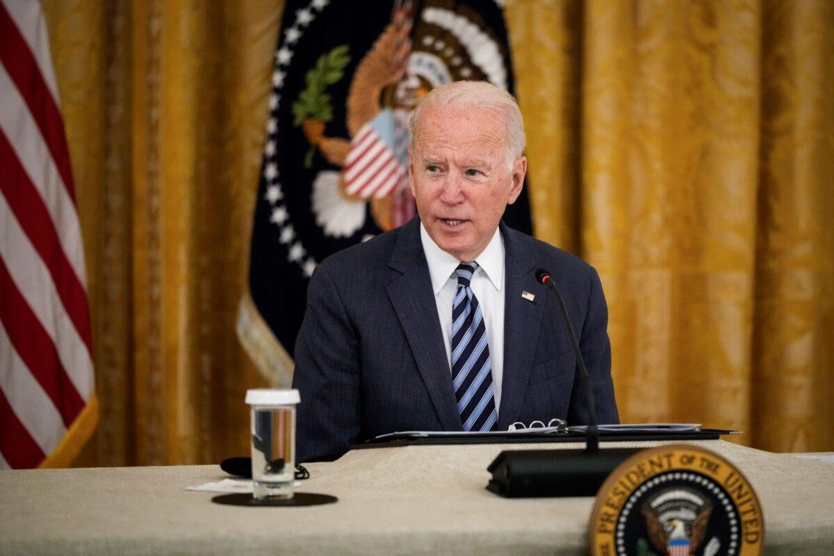 President Joe Biden speaks during a meeting about cybersecurity in the East Room of the White House on Aug. 25, 2021. (Drew Angerer/Getty Images)