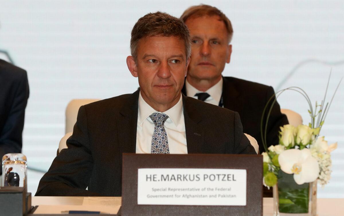 Markus Potzel (front), Germany's Special Representative for Afghanistan and Pakistan, attends the Intra Afghan Dialogue talks in the Qatari capital Doha on July 7, 2019. (Karim Jaafar/AFP via Getty Images)