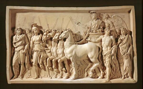 Circa 1791 reconstruction by Jean-Guillaume Moitte of "The Triumph of Titus" panel from the Arch of Titus, Rome, first century. Los Angeles County Museum of Art. (Public Domain)