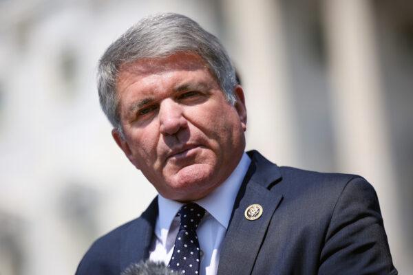 Rep. Michael McCaul (R-Texas), speaks at a bipartisan news conference on the ongoing Afghanistan evacuations, at the U.S. Capitol in Washington, on Aug. 25, 2021. (Kevin Dietsch/Getty Images)