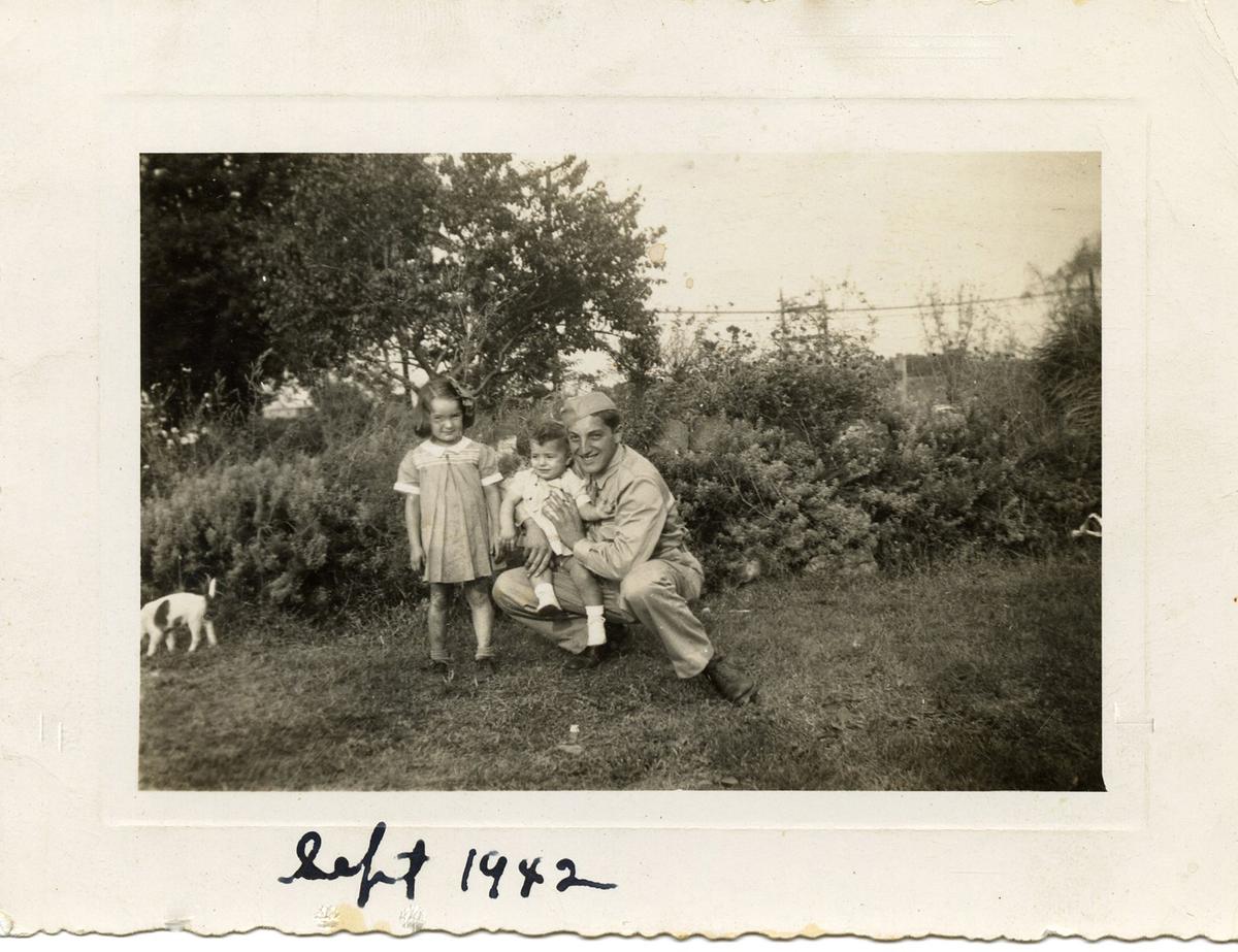 The author (Left) with her niece Rose-Marie and brother Henry, as he was leaving for WWII. (Courtesy of Eleanor Rodio Furlong)