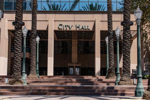Anaheim City Hall on Aug. 26, 2021. (John Fredricks/The Epoch Times)