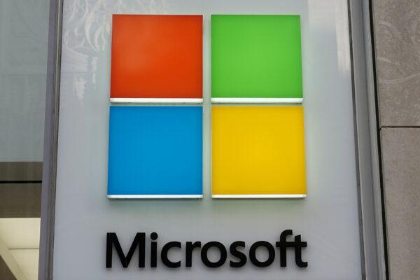 A Microsoft logo is pictured on a store in the Manhattan borough of New York on Jan. 25, 2021. (Carlo Allegri/Reuters)
