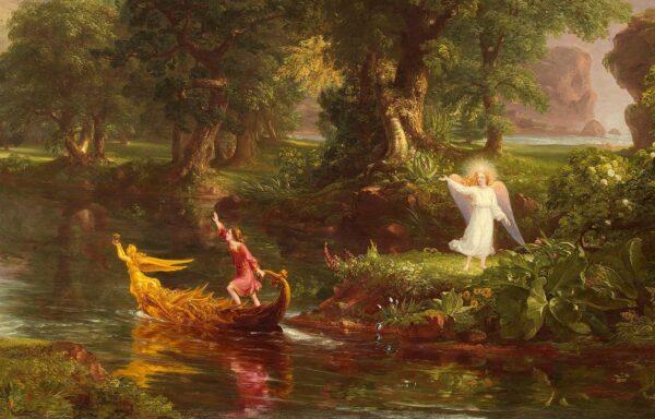 Detail from “The Voyage of Life: Youth,” 1842, by Thomas Cole. Oil on canvas; 52.8 inches by 76.8 inches. National Gallery of Art, Washington. (Public Domain)