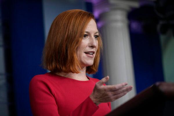 White House Press Secretary Jen Psaki speaks during the daily press briefing at the White House in Washington, on Aug. 25, 2021. (Drew Angerer/Getty Images)