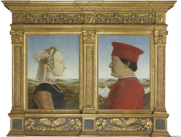 Portraits of Battista Sforza and Federico da Montefeltro, circa <span style="font-weight: 400;">1473–1475</span>, by Piero della Francesca. Oil on wood; 19 inches by 13 inches per panel. Uffizi Galleries. (Public Domain)
