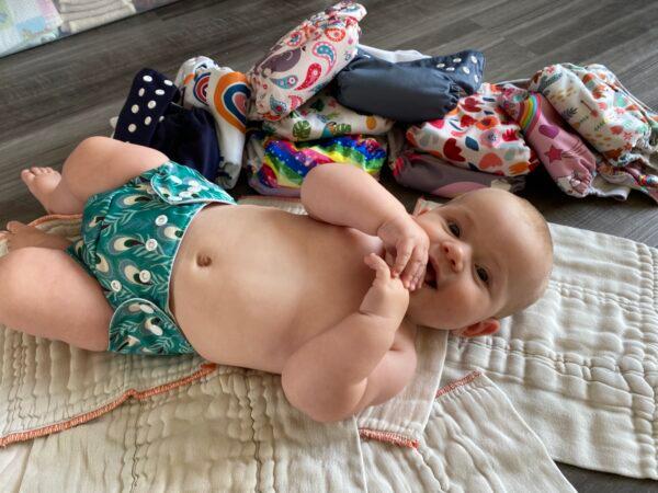 Evelyn Marie Syken, 5 months old, has been wearing cloth diapers since birth. (Photo courtesy of Melissa Syken)