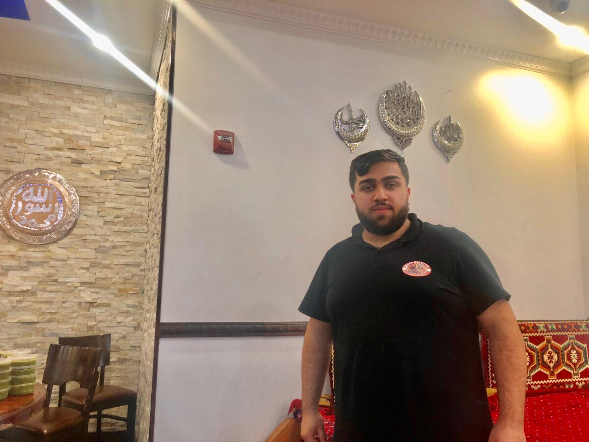 Karim Faizy, manager of Bakhtar Halal Kabab, in Hicksville, Long Island, on Aug. 30, 2021. (Enrico Trigoso/The Epoch Times)