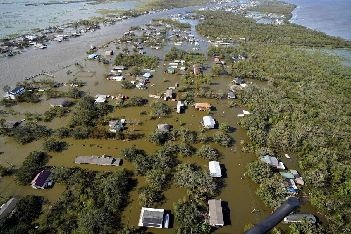 Homes are flooded in the aftermath of Hurricane Ida in Lafitte, La., on Aug. 30, 2021. (David J. Phillip/AP Photo)
