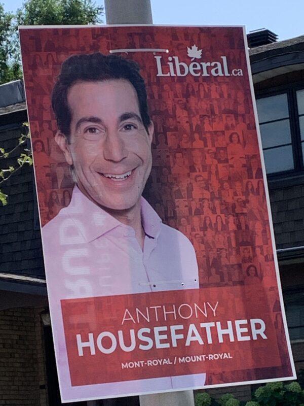 Quebec campaign sign for Liberal candidate Anthony Housefather. (The Epoch Times)