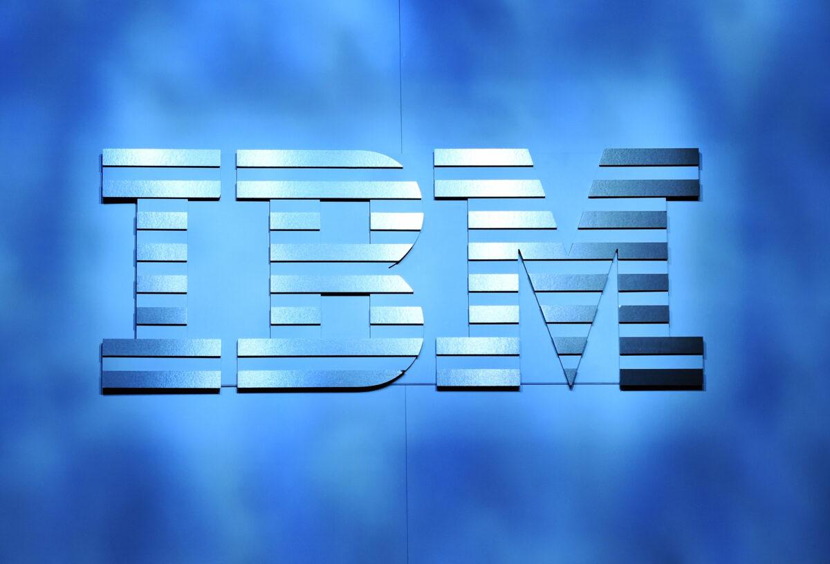 An IBM logo is shown onstage at CES 2016 at The Venetian Las Vegas in Las Vegas, Nev., on Jan. 6, 2016. (Ethan Miller/Getty Images)
