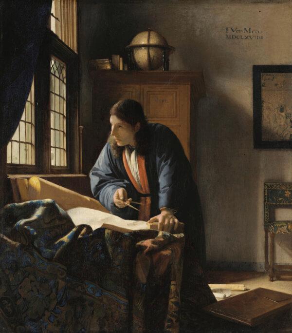 “The Geographer,” 1669, by Johannes Vermeer. Oil on canvas; 20 7/8 inches by 18 1/3 inches. Städel Museum, Frankfurt. (bpk/Städel Museum)