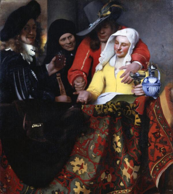 “The Procuress,” 1656, by Johannes Vermeer. Oil on canvas; 56 1/3 inches by 51 1/8 inches. Old Masters Picture Gallery, Dresden State Art Collections (SKD). (Estel/Klut/SKD)
