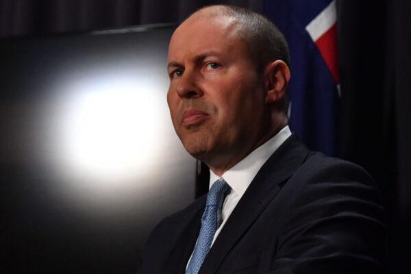 Treasurer Josh Frydenberg during a press conference in the Blue Room at Parliament House in Canberra, Australia, on June 2, 2021. (Sam Mooy/Getty Images)