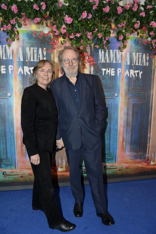 Former Abba member Benny Andersson and his wife Mona Norklit arrive for the premiere of "Mamma Mia! The Party" at Tyrol restaurant in Stockholm, Sweden, on Jan. 20, 2016. (Anders Wiklund/TT News Agency/Reuters)