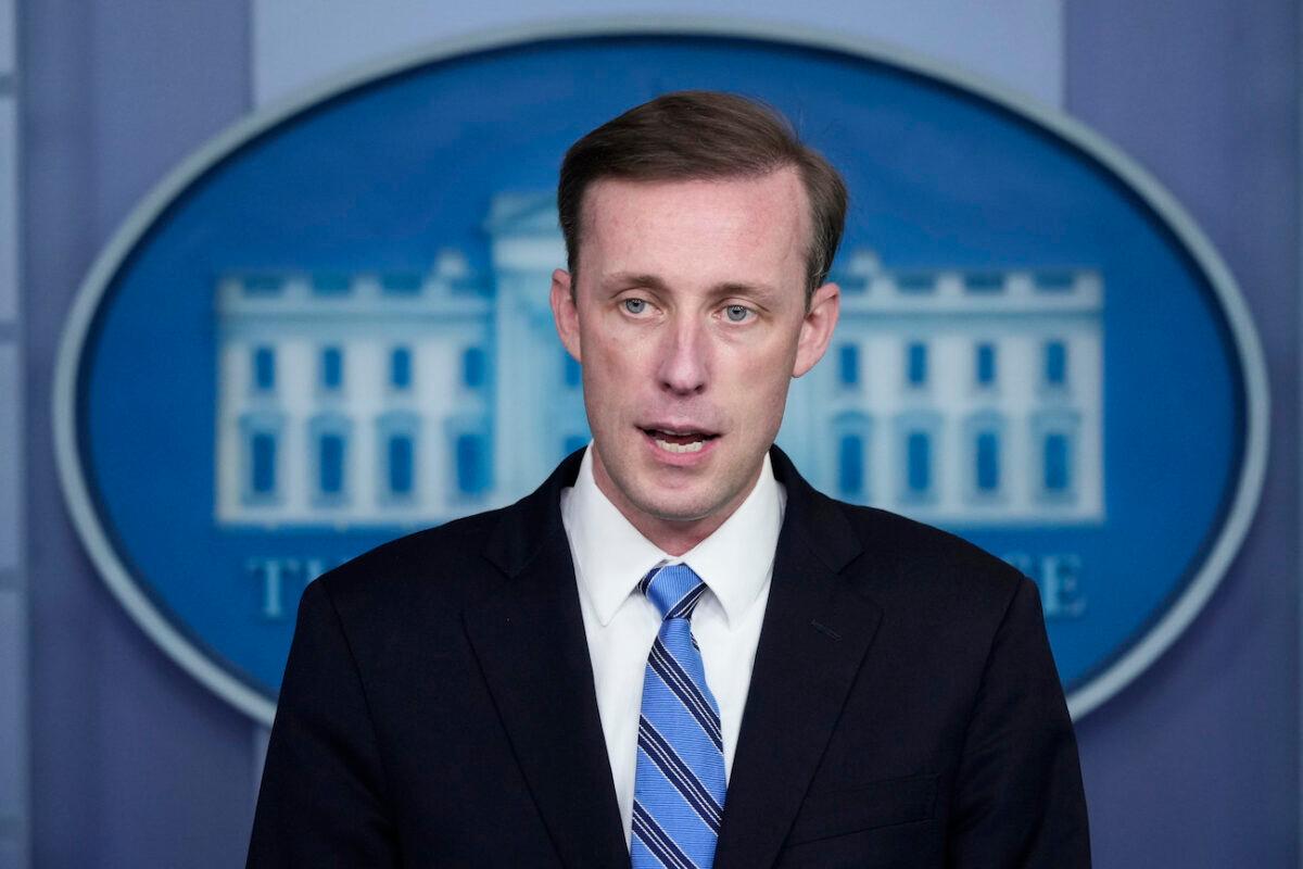 White House national security adviser Jake Sullivan speaks during the daily press briefing at the White House in Washington, on Aug. 23, 2021. (Drew Angerer/Getty Images)