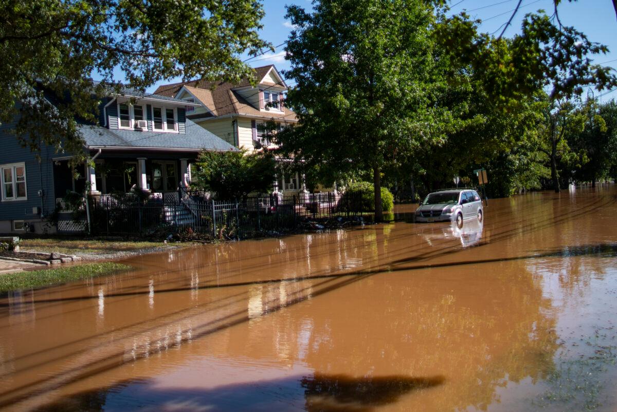 A local street remains flooded in Somerville, N.J., on Sept. 2, 2021. (Eduardo Munoz Alvarez/AP Photo)