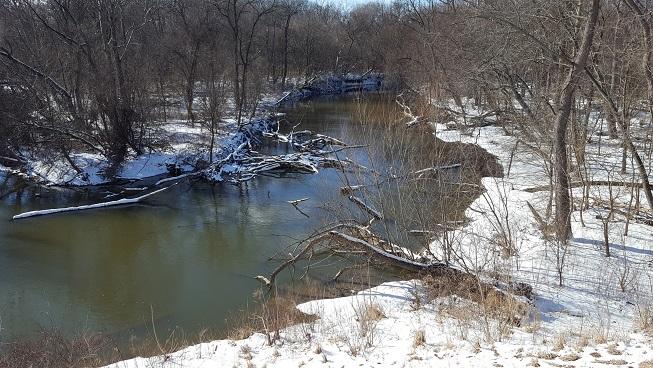 The River Rouge in winter near Henry Ford College in Dearborn, Mich., on Feb. 2, 2017. (Rmhermen via Wikimedia Commons/CC BY-SA 4.0)