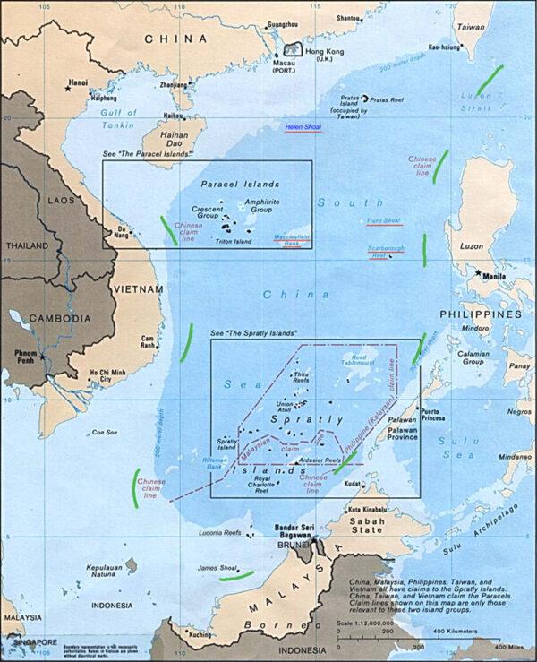 China's "9-dash line" claims in the South China Sea. (United States Central Intelligence Agency)