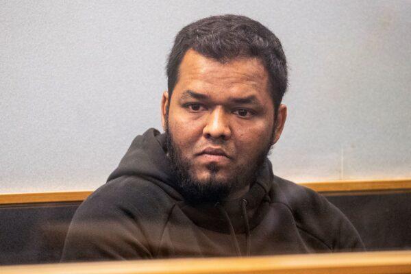 Ahmed Aathill Mohamed Samsudeen appears in the High Court in Auckland, New Zealand on Aug. 7, 2018. (Greg Bowker/New Zealand Herald via AP)