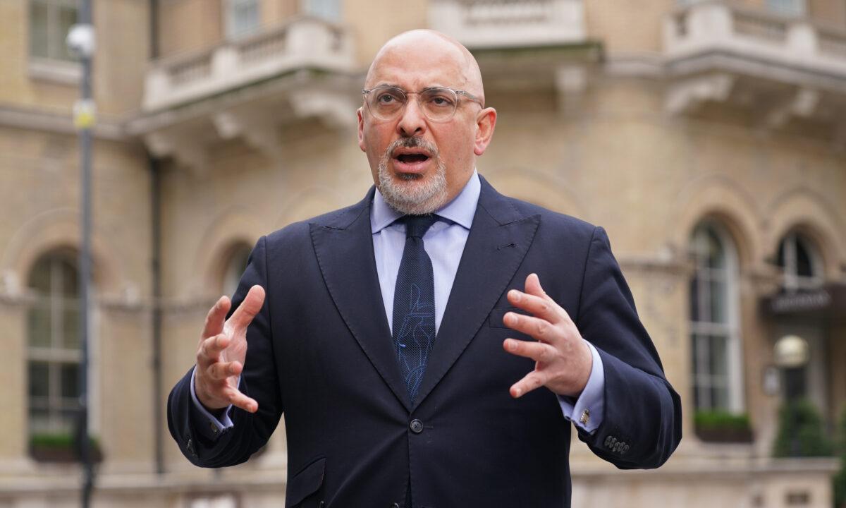Undated photo showing the UK's vaccines minister Nadhim Zahawi arrives at BBC Broadcasting House in central London. (Yui Mok/PA)