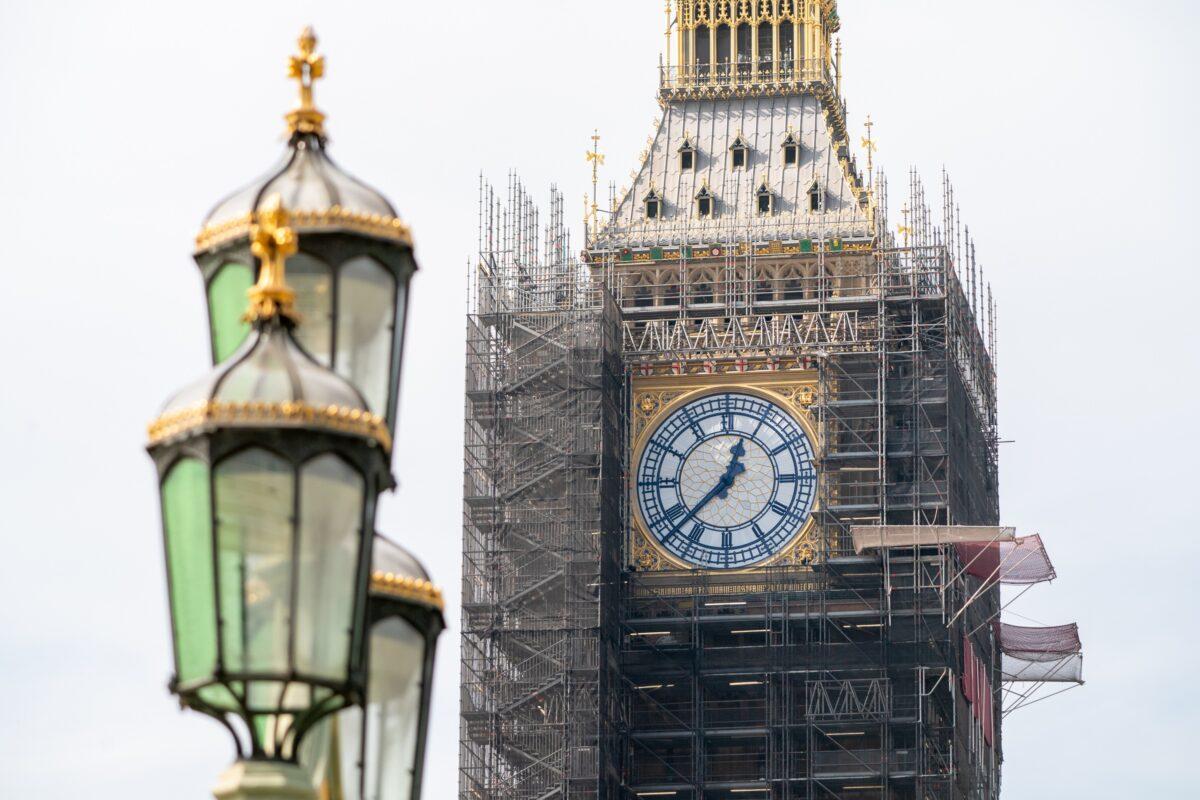 Big Ben at the Palace of Westminster, in central London on Sept. 6, 2021. (Stefan Rousseau/PA)
