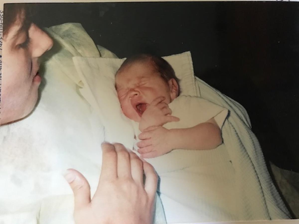 Melanie Pressley holding Greg Vossler at a hospital in Canton, Ohio, in 1988. (Courtesy of Greg Vossler)