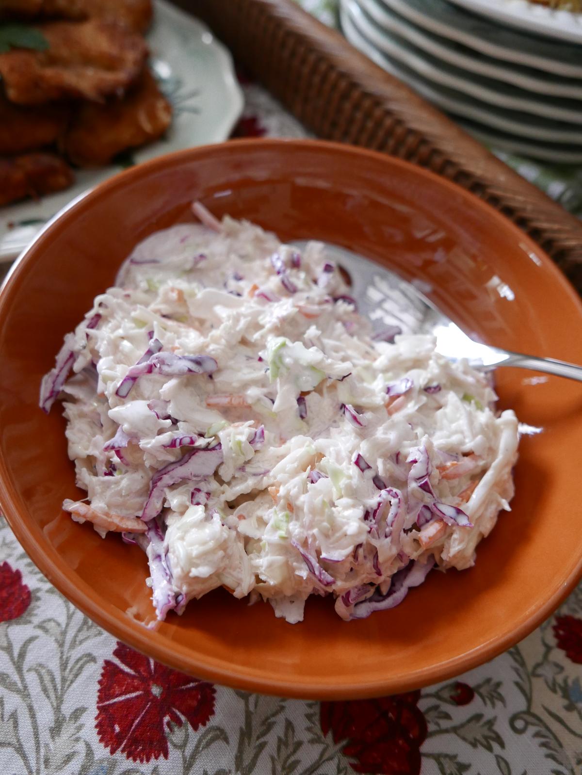 Pre-sliced bagged coleslaw mix makes this classic side a breeze to throw together. (Victoria de la Maza)
