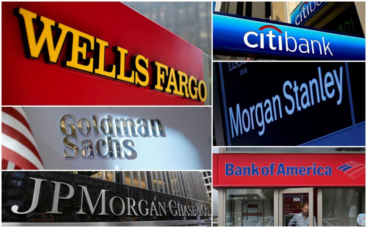 A combination file photo shows Wells Fargo, Citibank, Morgan Stanley, JPMorgan Chase, Bank of America, and Goldman Sachs, from Reuters archive. (File Photo/Reuters)