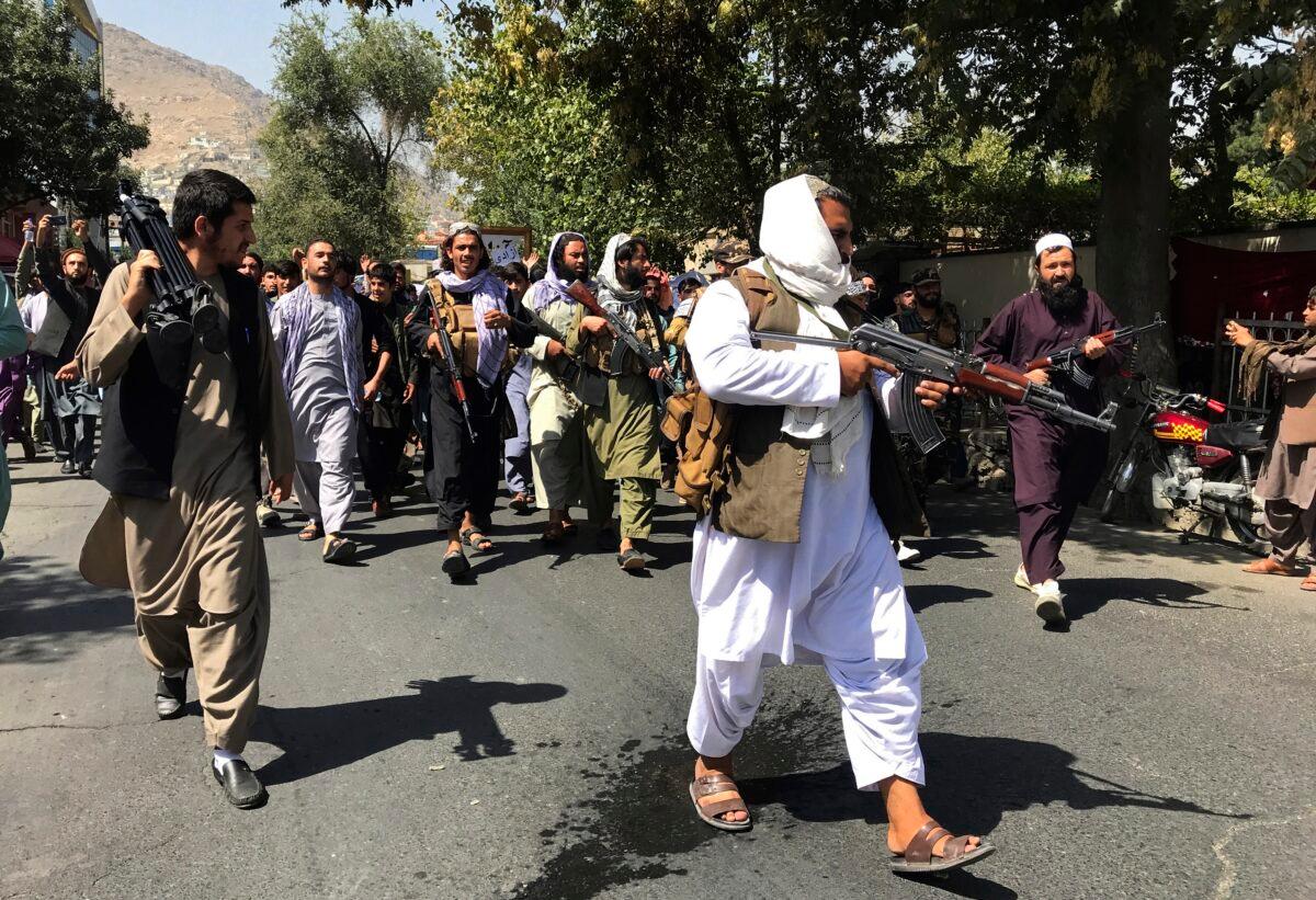 Taliban fighters in Kabul, Afghanistan, on Sept. 7, 2021. (Wali Sabawoon/AP Photo)