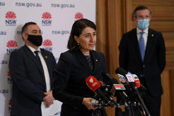 NSW Premier Gladys Berejiklian speaks to the media during a COVID-19 press conference in Sydney, Australia, on Sept. 9, 2021. (Bianca De Marchi - Pool/Getty Images)