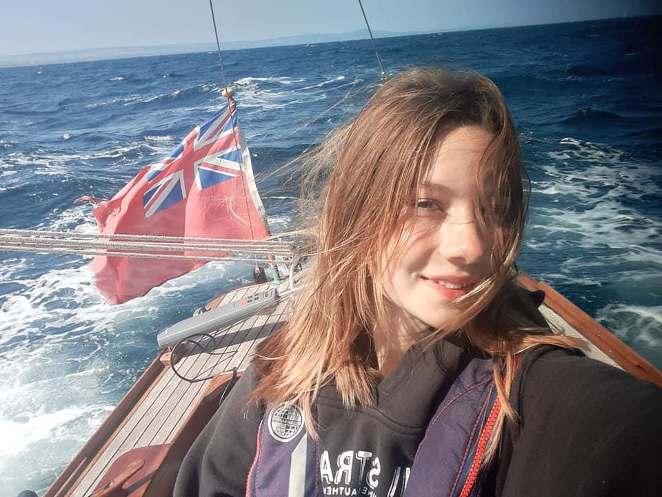 Katie McCabe sailing in her vessel Falanda. (Courtesy of <a href="https://www.facebook.com/falanda.sailing">Katie McCabe</a>)