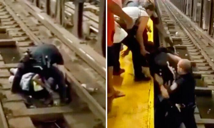 NYPD Officer Saves Man, 60, Who Collapsed onto Subway Tracks Seconds Before Train Arrives